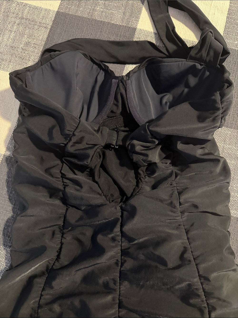 Black Ruched Halter Swimsuit - Picture 4 of 12